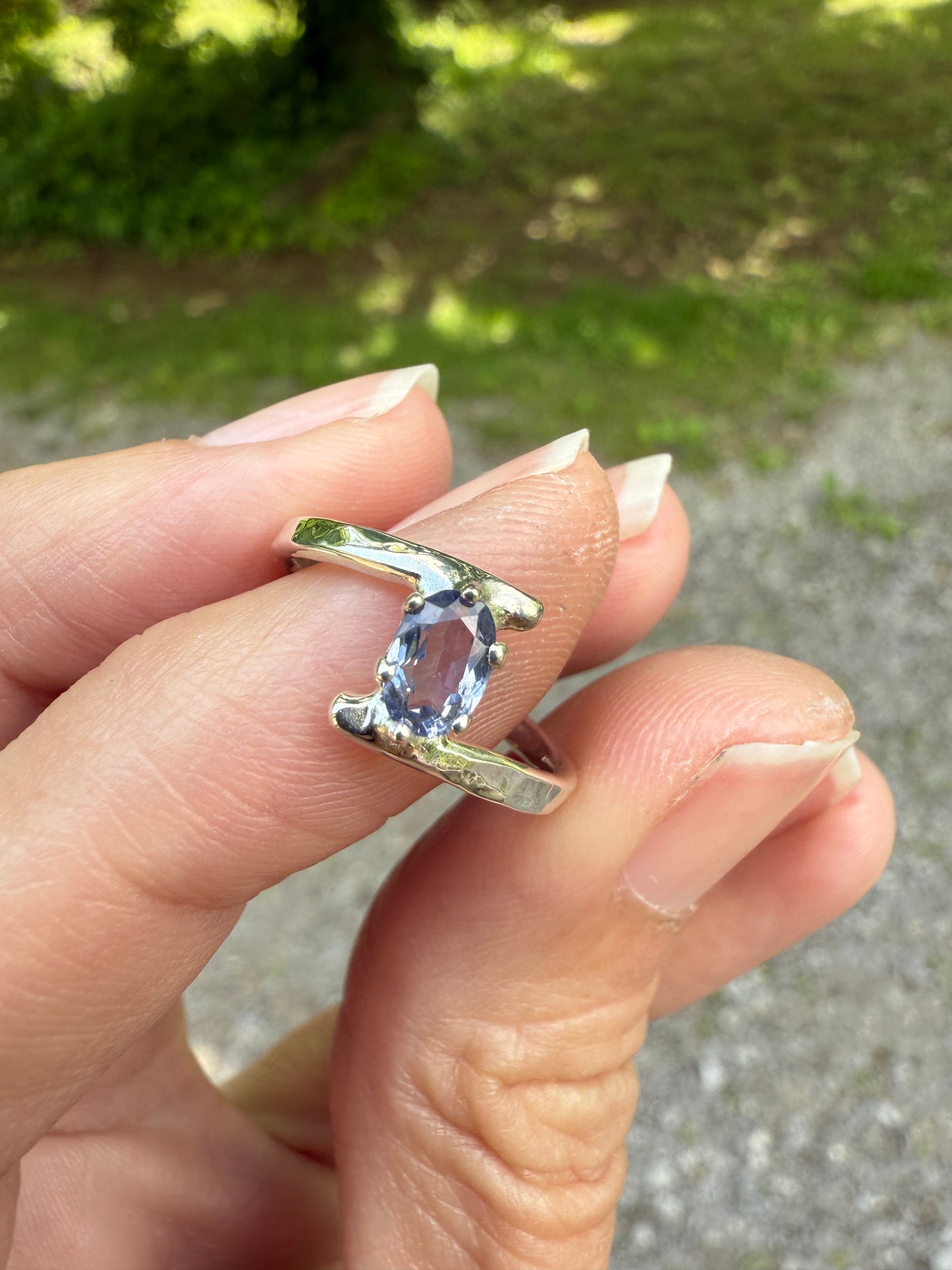Sterling Silver Tanzanite Wrap Ring – Hand-Forged Minimalist Jewelry