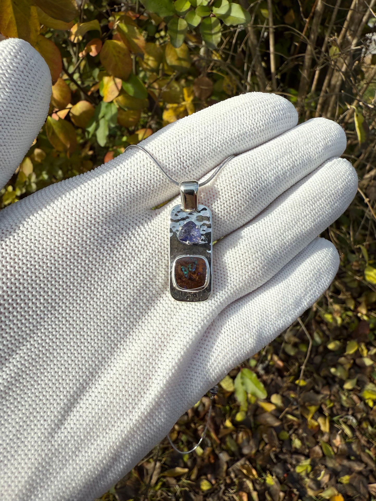Celestial Vikings Compass Pendant with a 3 Carat Boulder Opal