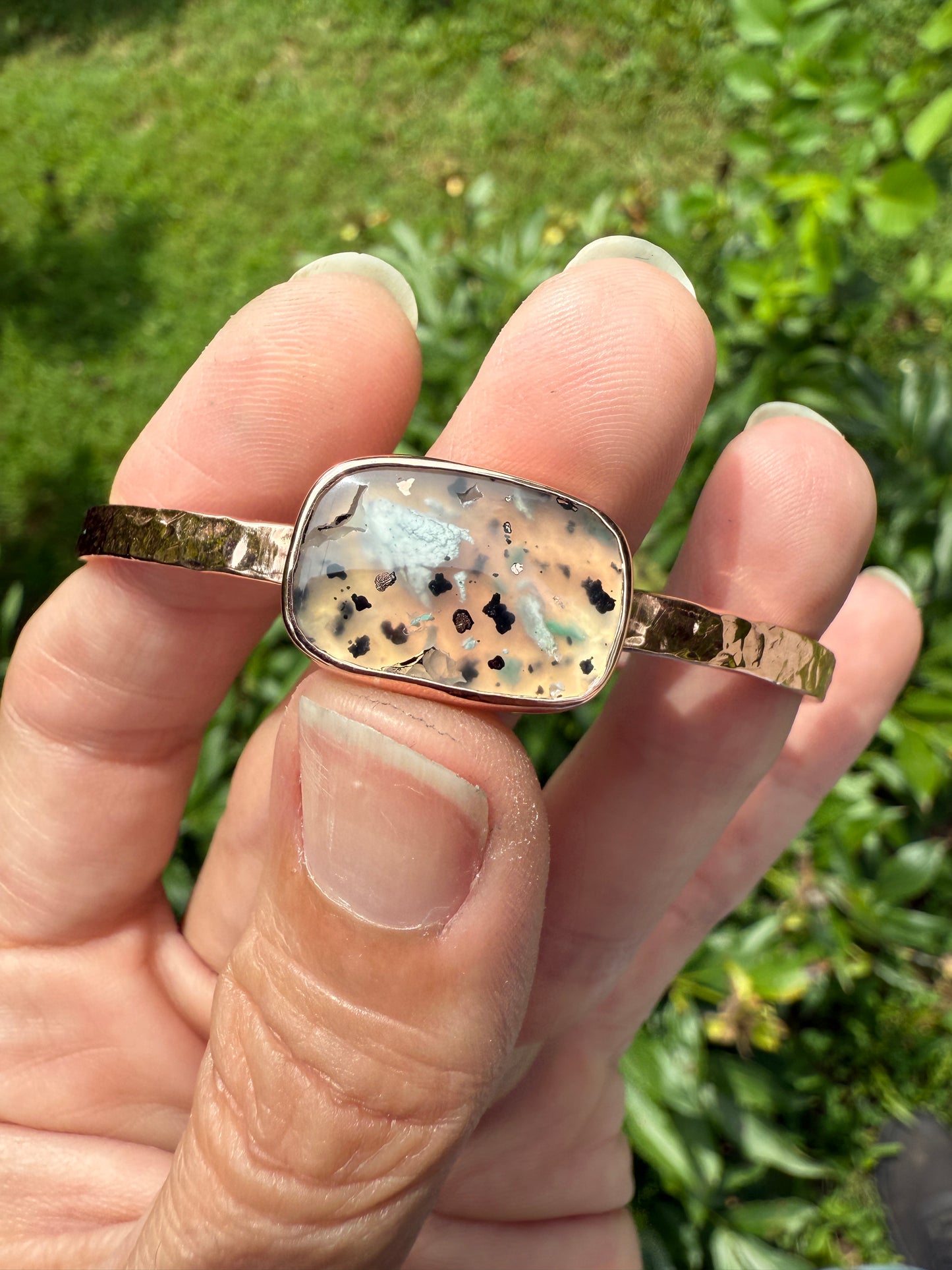 Earthcurrent – Chrysocolla & Copper Cuff – Handmade Solid Copper Jewelry