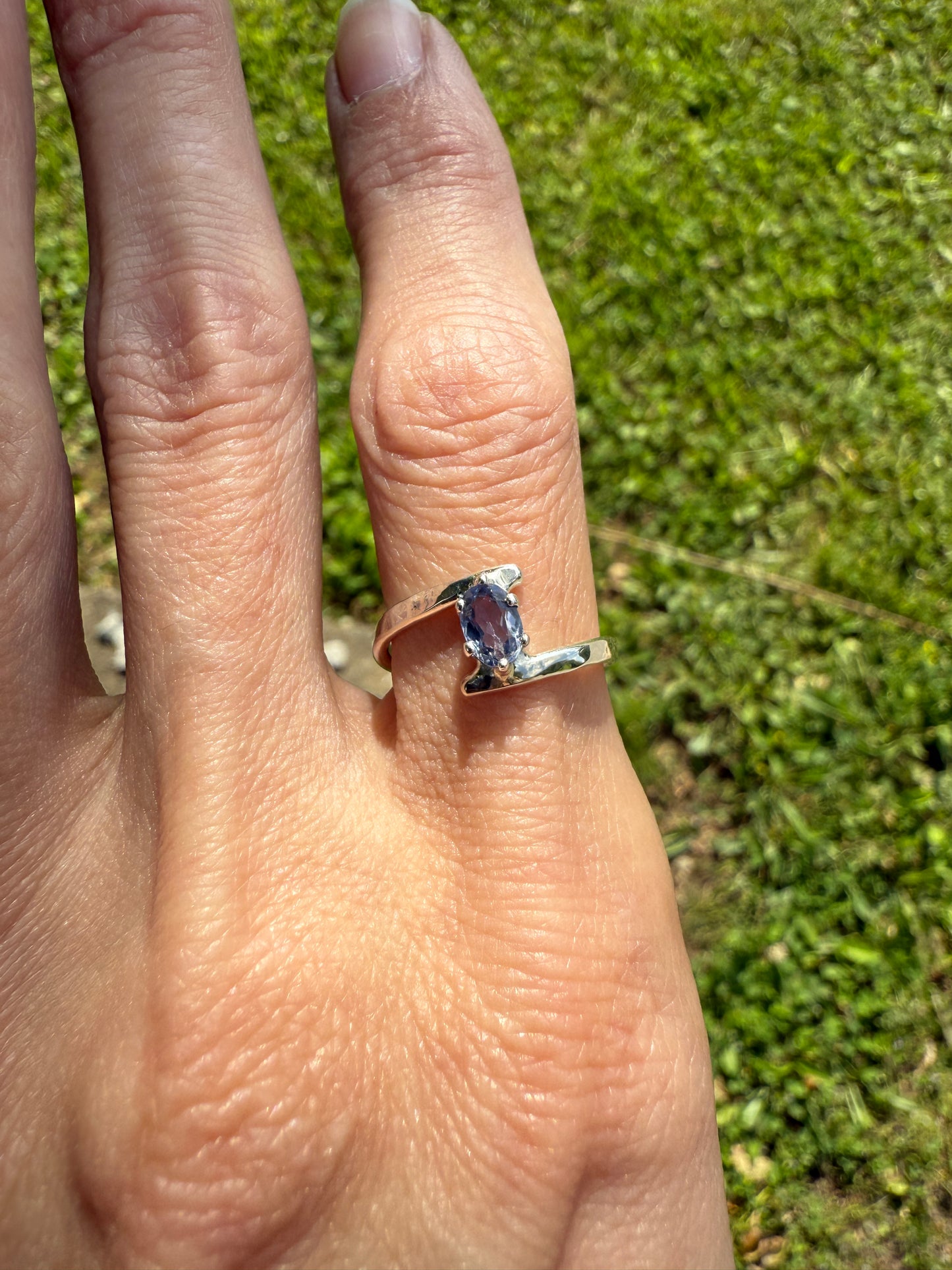 Sterling Silver Tanzanite Wrap Ring – Hand-Forged Minimalist Jewelry
