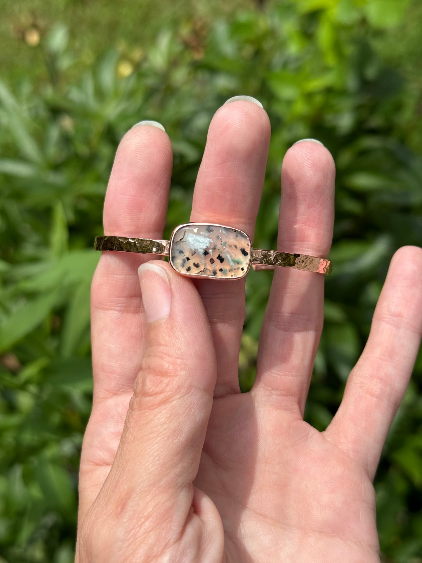 Earthcurrent – Chrysocolla & Copper Cuff – Handmade Solid Copper Jewelry