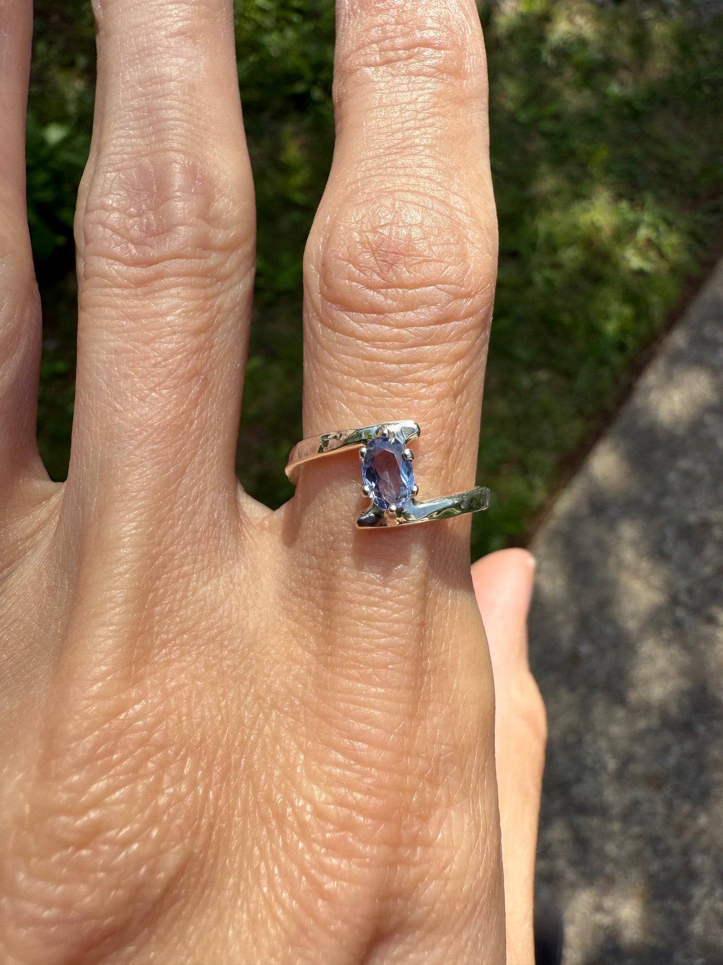 Sterling Silver Tanzanite Wrap Ring – Hand-Forged Minimalist Jewelry