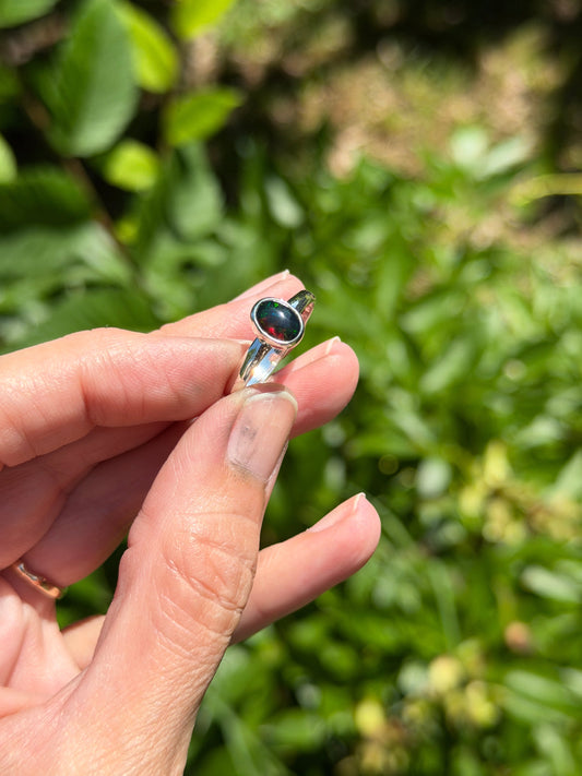 Smoked Opal & Sterling Silver Ring, Size 10