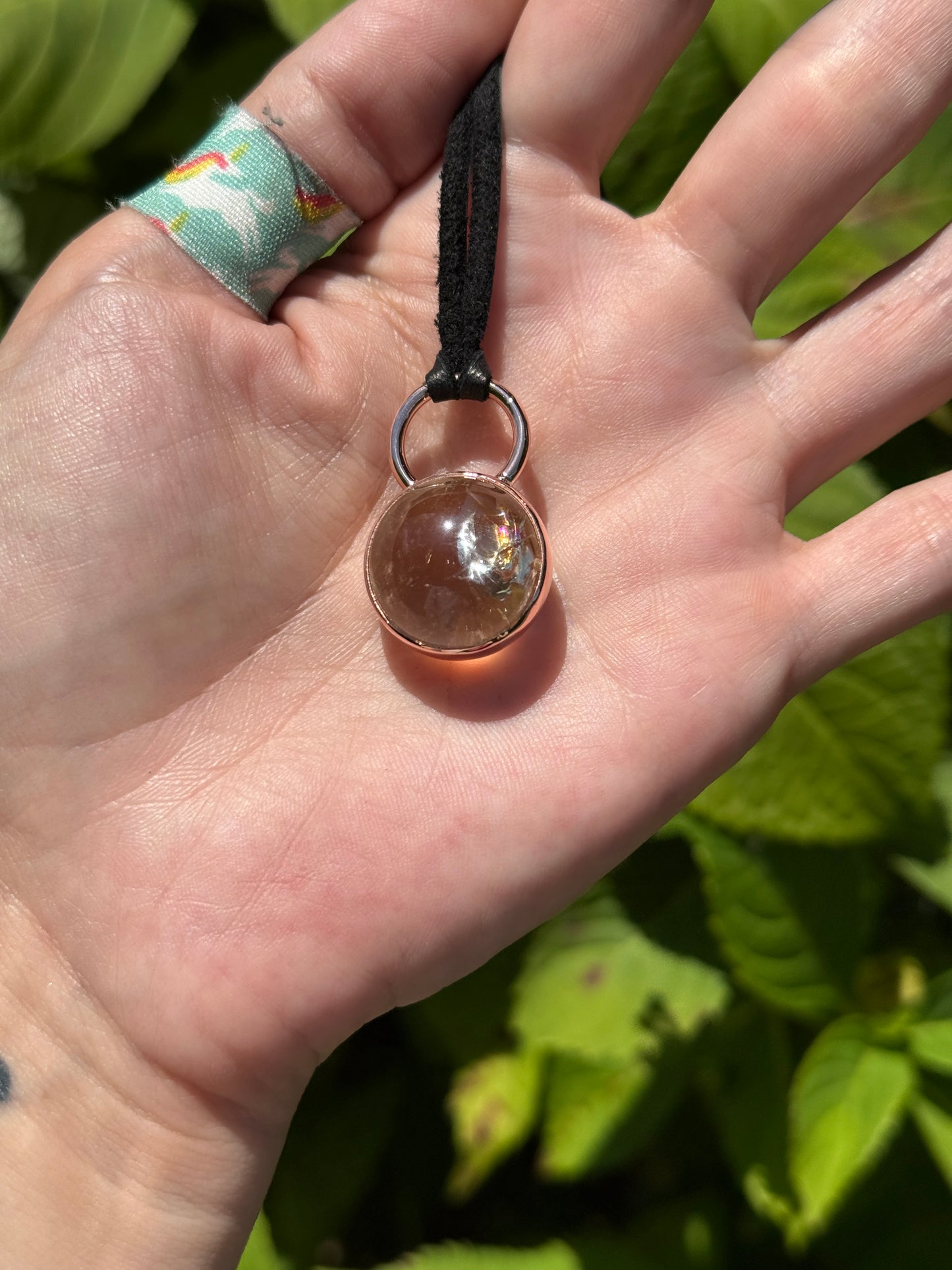 Solar Drift – Rainbow Citrine Fidget Pendant – Handmade Copper Jewelry