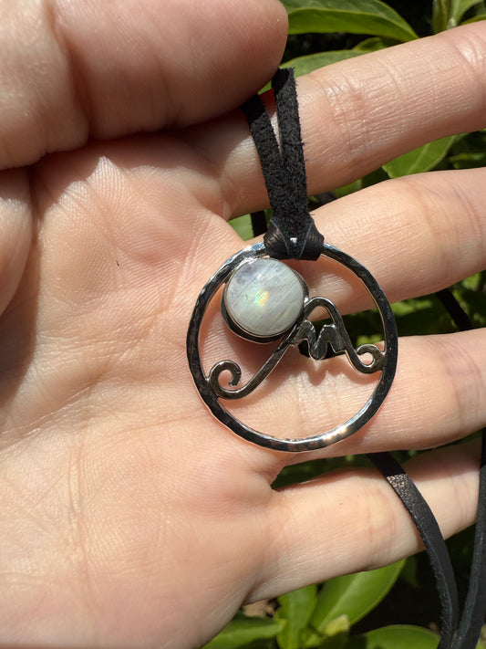 Moonstone Mountain Pendant – Handmade Sterling Silver Necklace