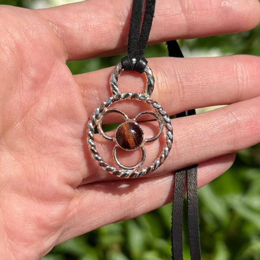 Red Tiger’s Eye Pendant Necklace – Handmade Sterling & Copper Artisan Jewelry