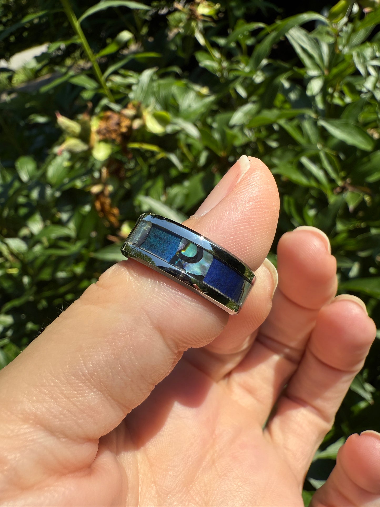 Abalone Mood Ring – Size 9 Stainless Steel Band – Color-Changing Shell Inlay