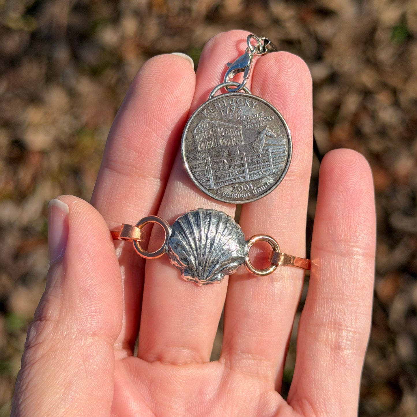 Sea Echo - Fine Silver Seashell Bracelet - Handmade Copper & Silver Jewelry