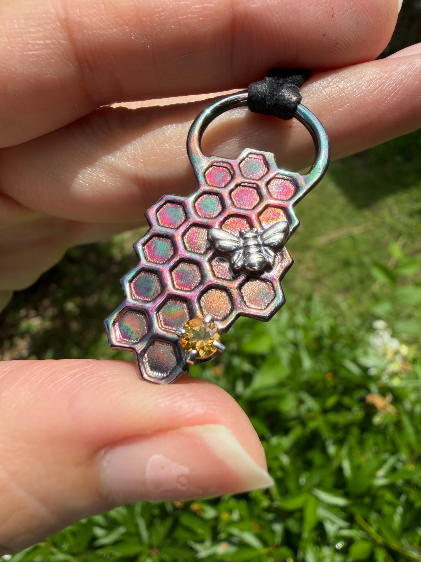 The Hive – Citrine & Copper Pendant – Handmade Copper & Fine Silver Jewelry