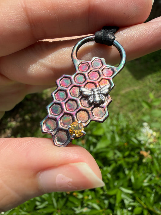 The Hive – Citrine & Copper Pendant – Handmade Copper & Fine Silver Jewelry