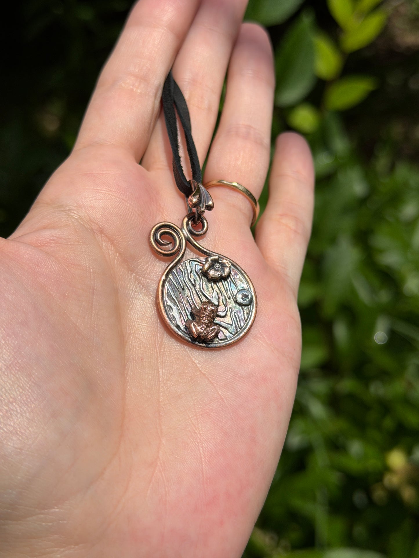 Still Forest – Montana Sapphire Pendant – Handmade Copper & Fine Silver Jewelry