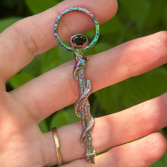 Hognose Rising - Smoky Quartz & Copper Pendant - Handmade Copper & Sterling Jewelry