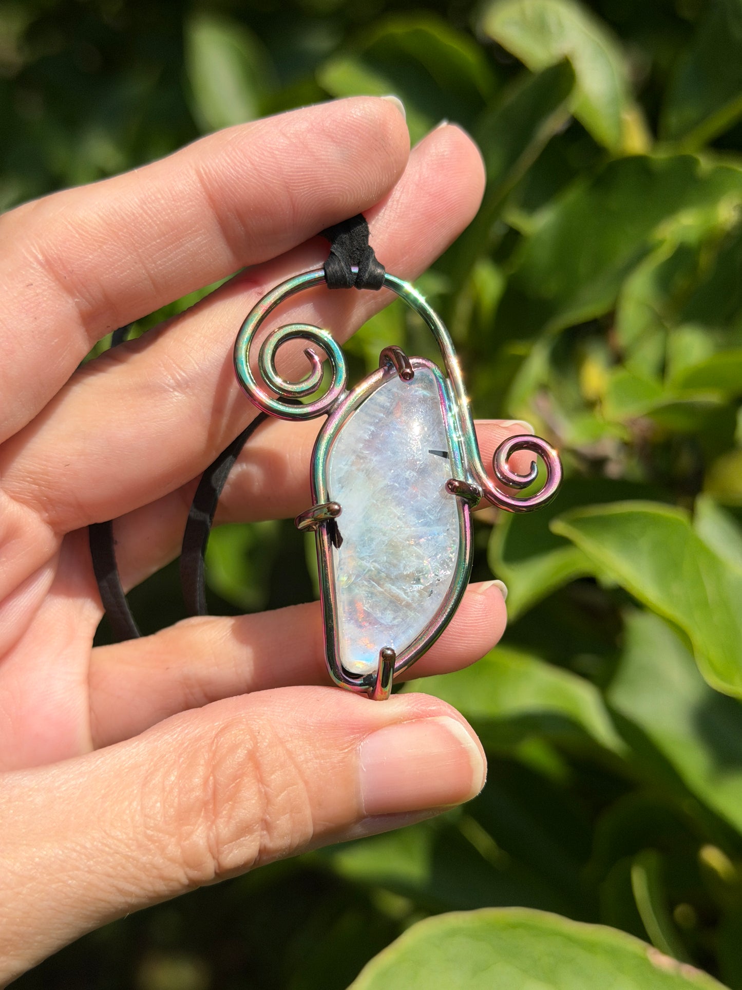 Lunar Scroll – Moonstone & Copper Pendant – Handmade Copper Jewelry