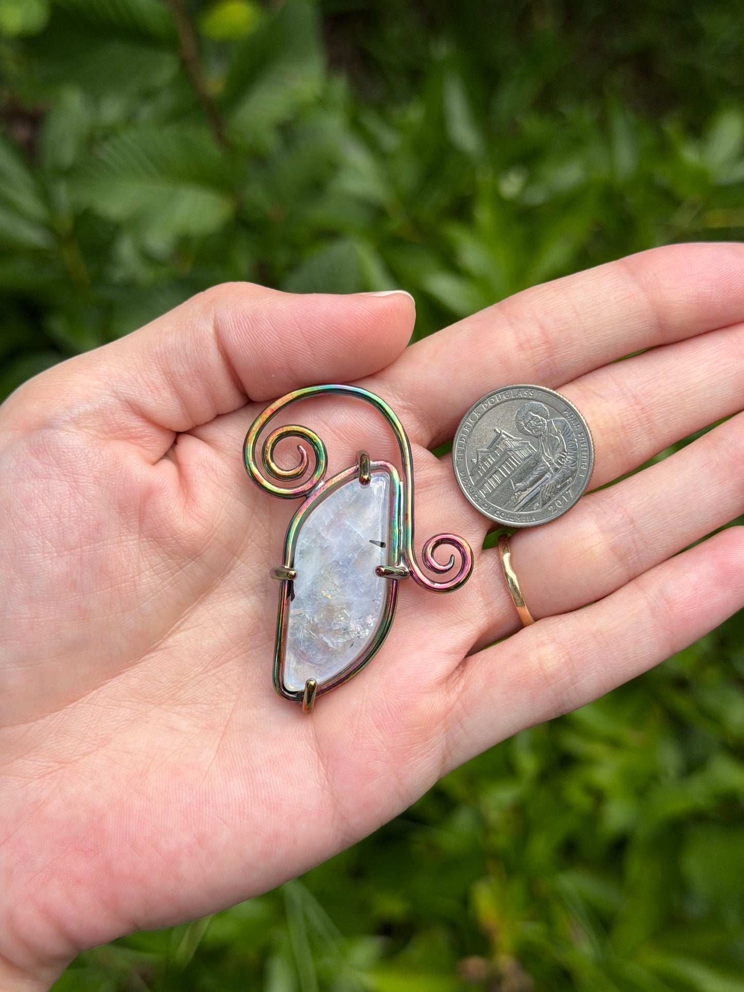 Lunar Scroll – Moonstone & Copper Pendant – Handmade Copper Jewelry