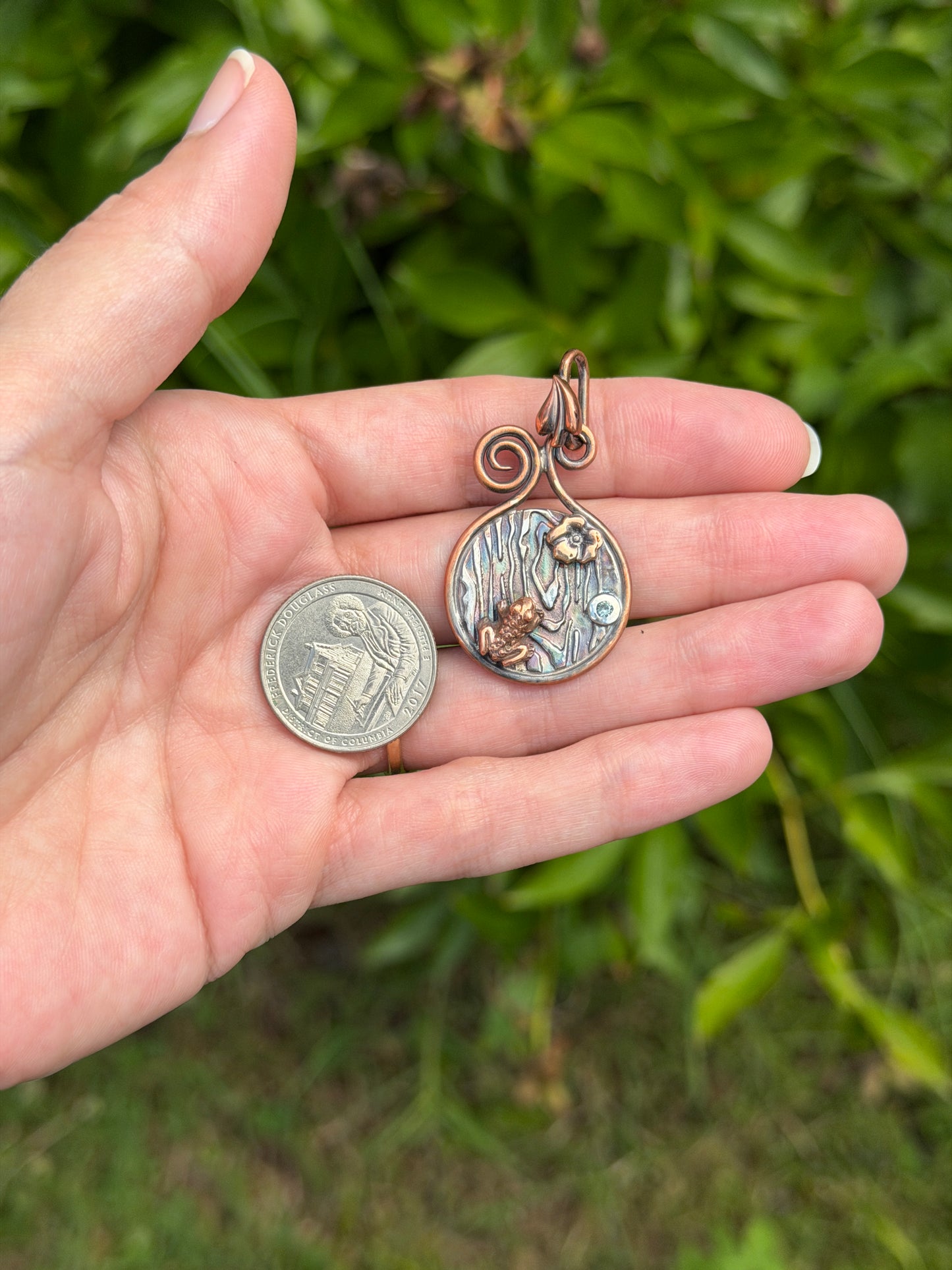 Still Forest – Montana Sapphire Pendant – Handmade Copper & Fine Silver Jewelry