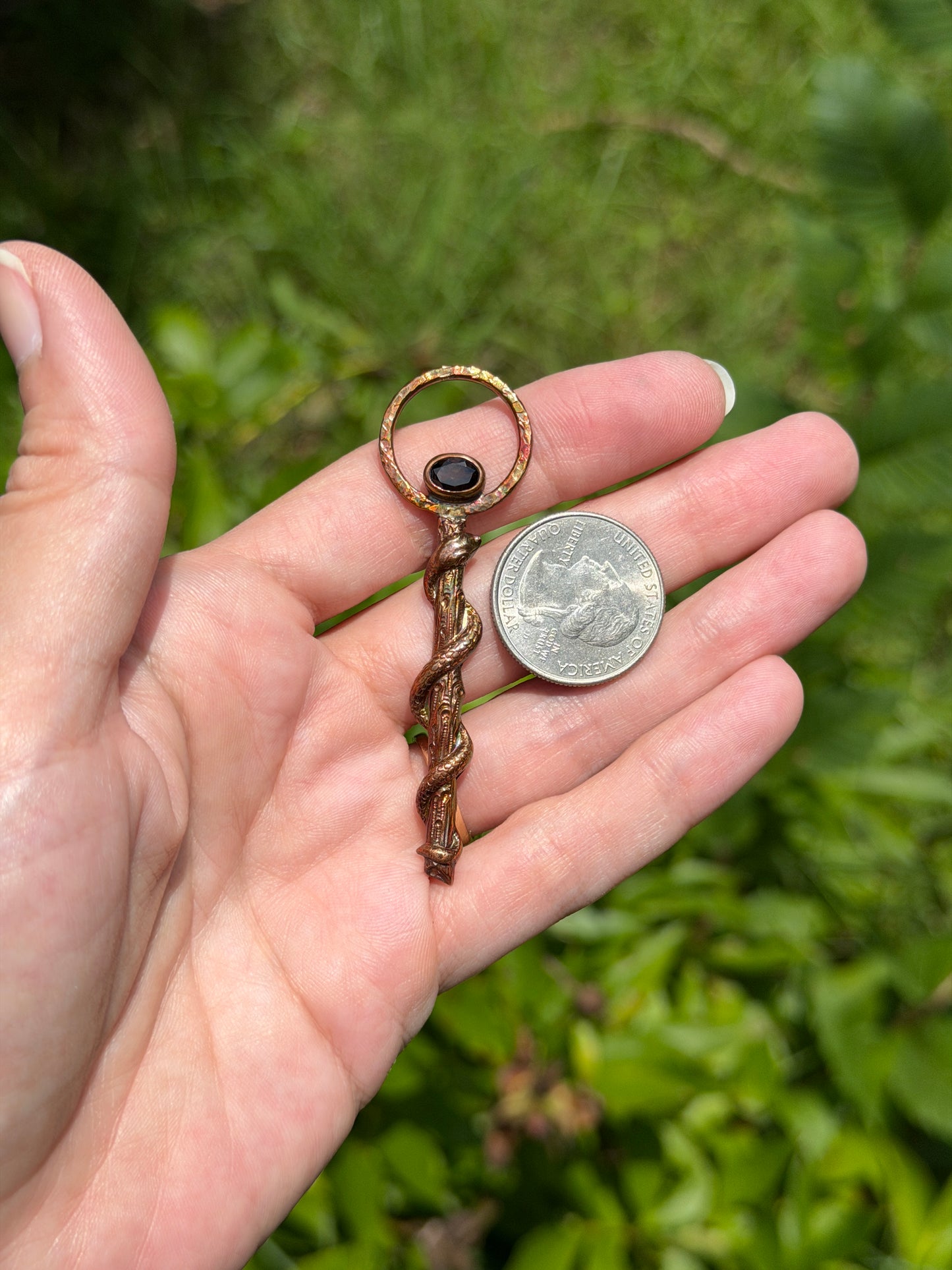 Hognose Rising - Smoky Quartz & Copper Pendant - Handmade Copper & Sterling Jewelry
