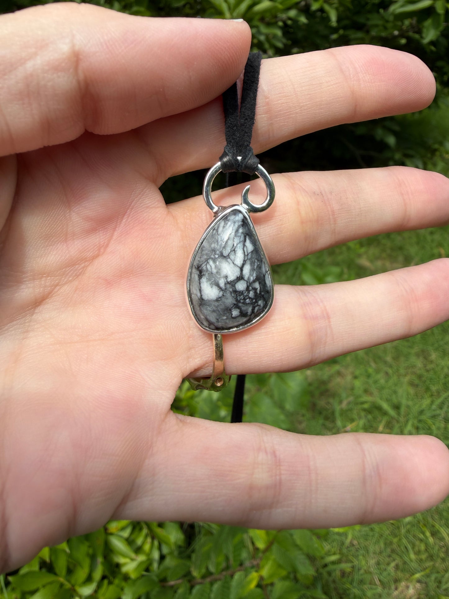 Stone Veil – Pinolith & Fine Silver Pendant – Handmade Sterling Silver Jewelry