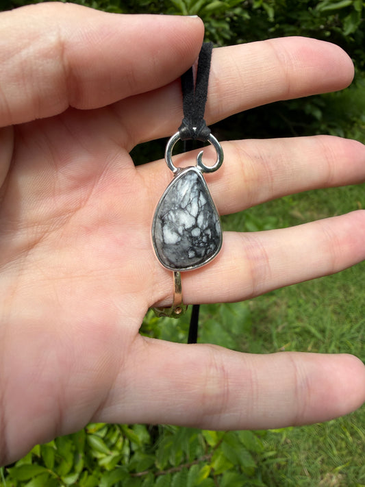 Stone Veil – Pinolith & Fine Silver Pendant – Handmade Sterling Silver Jewelry