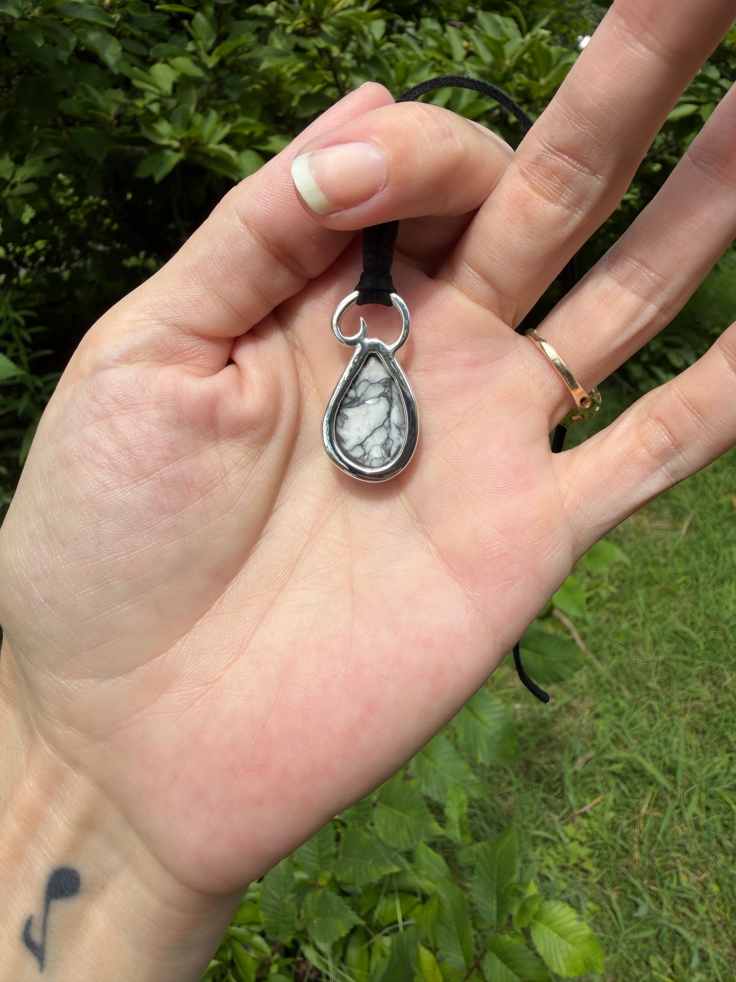 Stone Veil – Pinolith & Fine Silver Pendant – Handmade Sterling Silver Jewelry