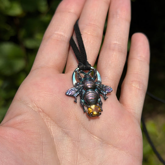 Sunlit Bee Fine Silver Citrine Pendant