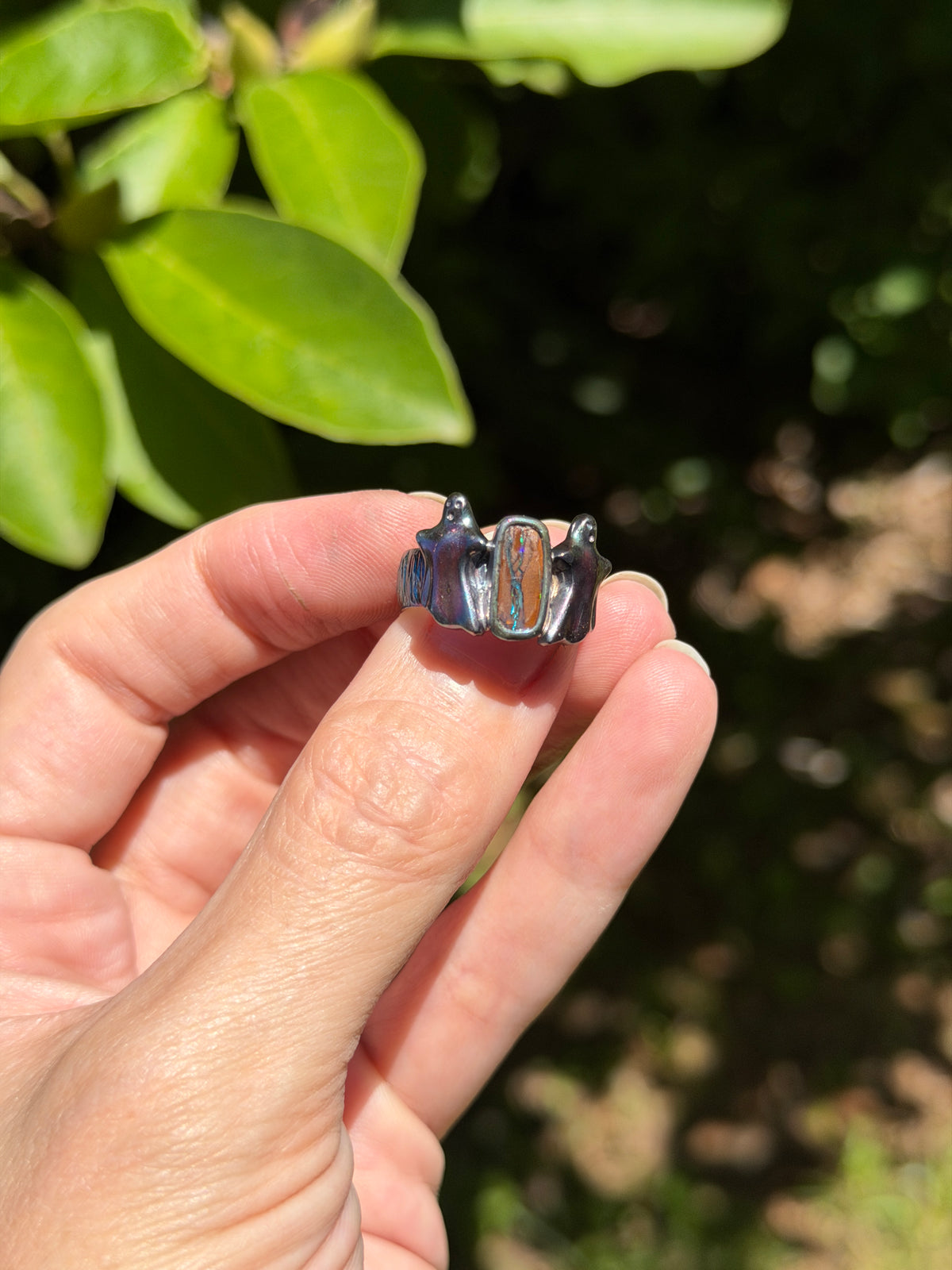 Ghostlight Boulder Opal Ghost Ring