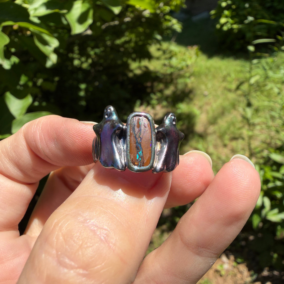 Ghostlight Boulder Opal Ghost Ring