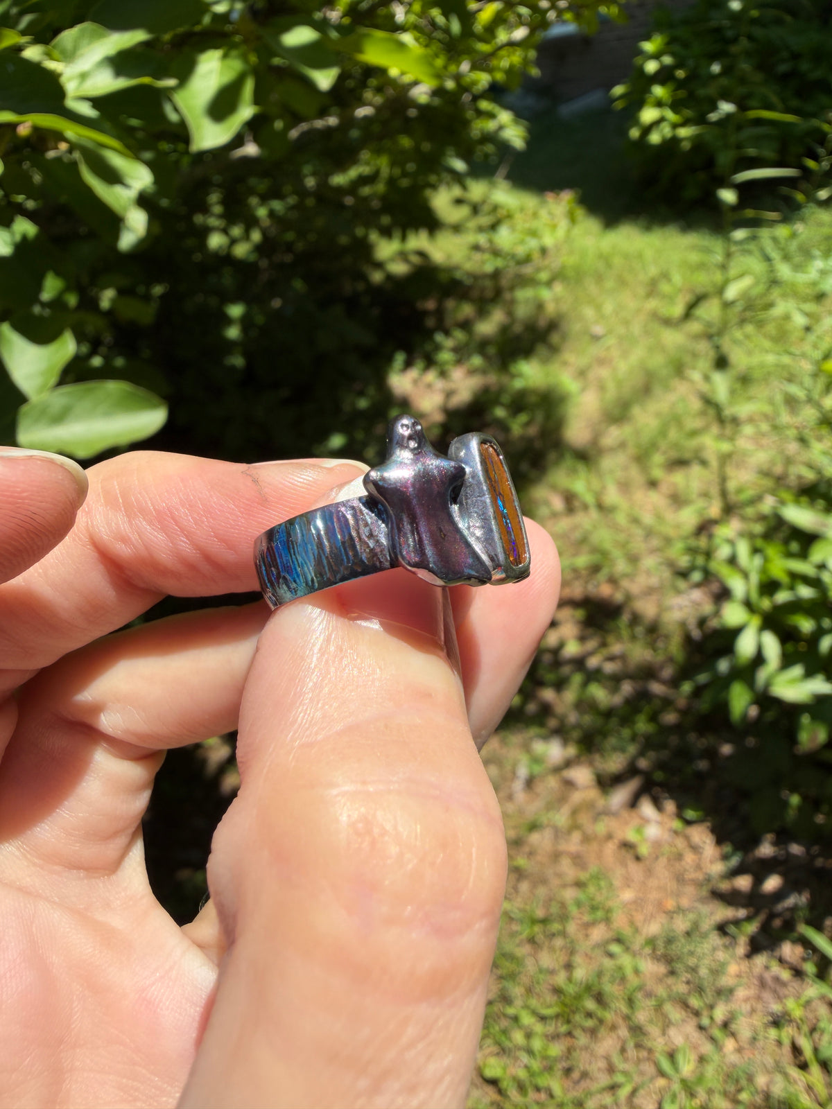 Ghostlight Boulder Opal Ghost Ring
