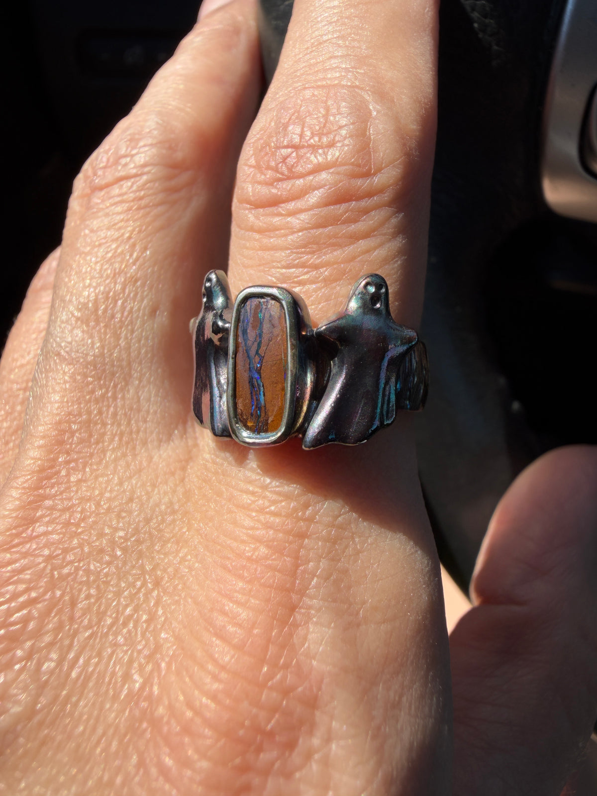 Ghostlight Boulder Opal Ghost Ring