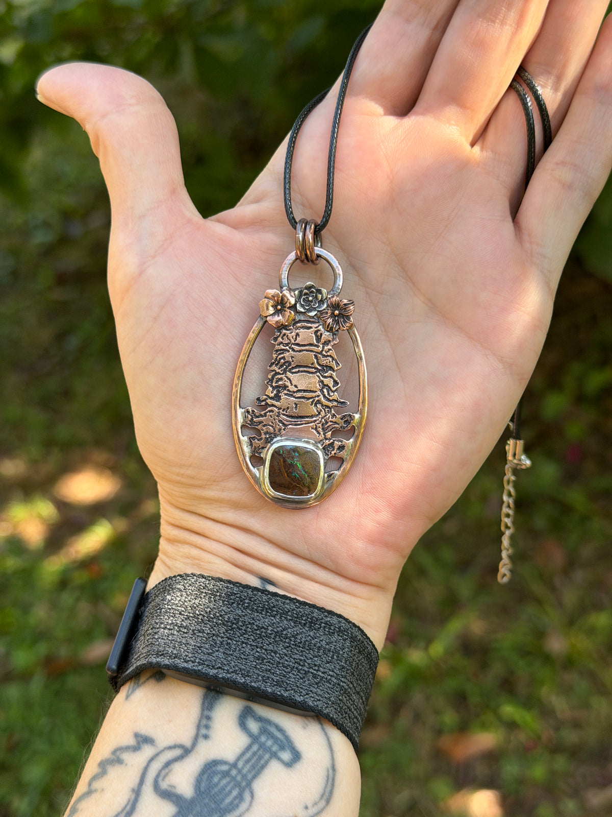 Bonebloom Copper Boulder Opal Pendant