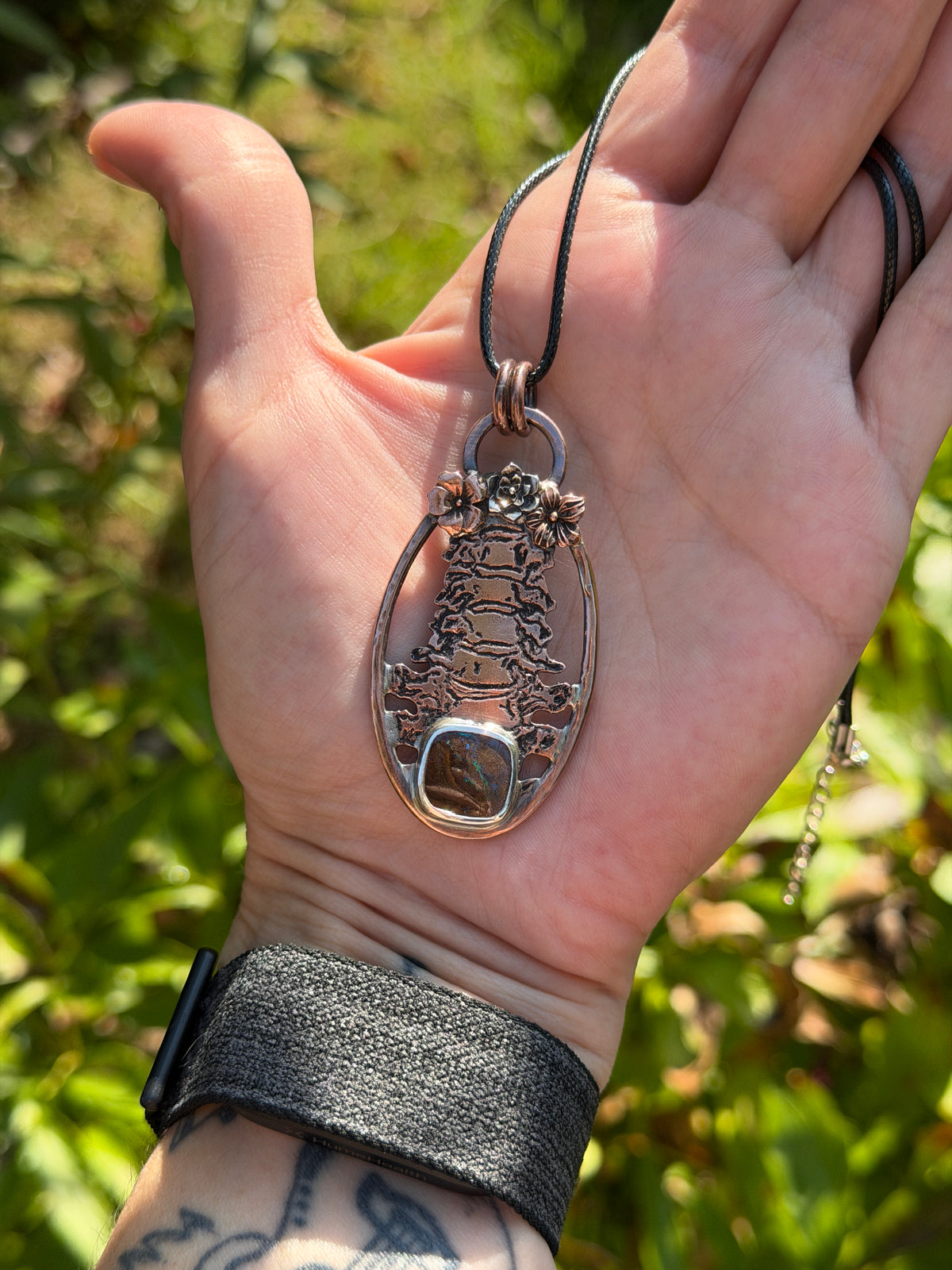 Bonebloom Copper Boulder Opal Pendant