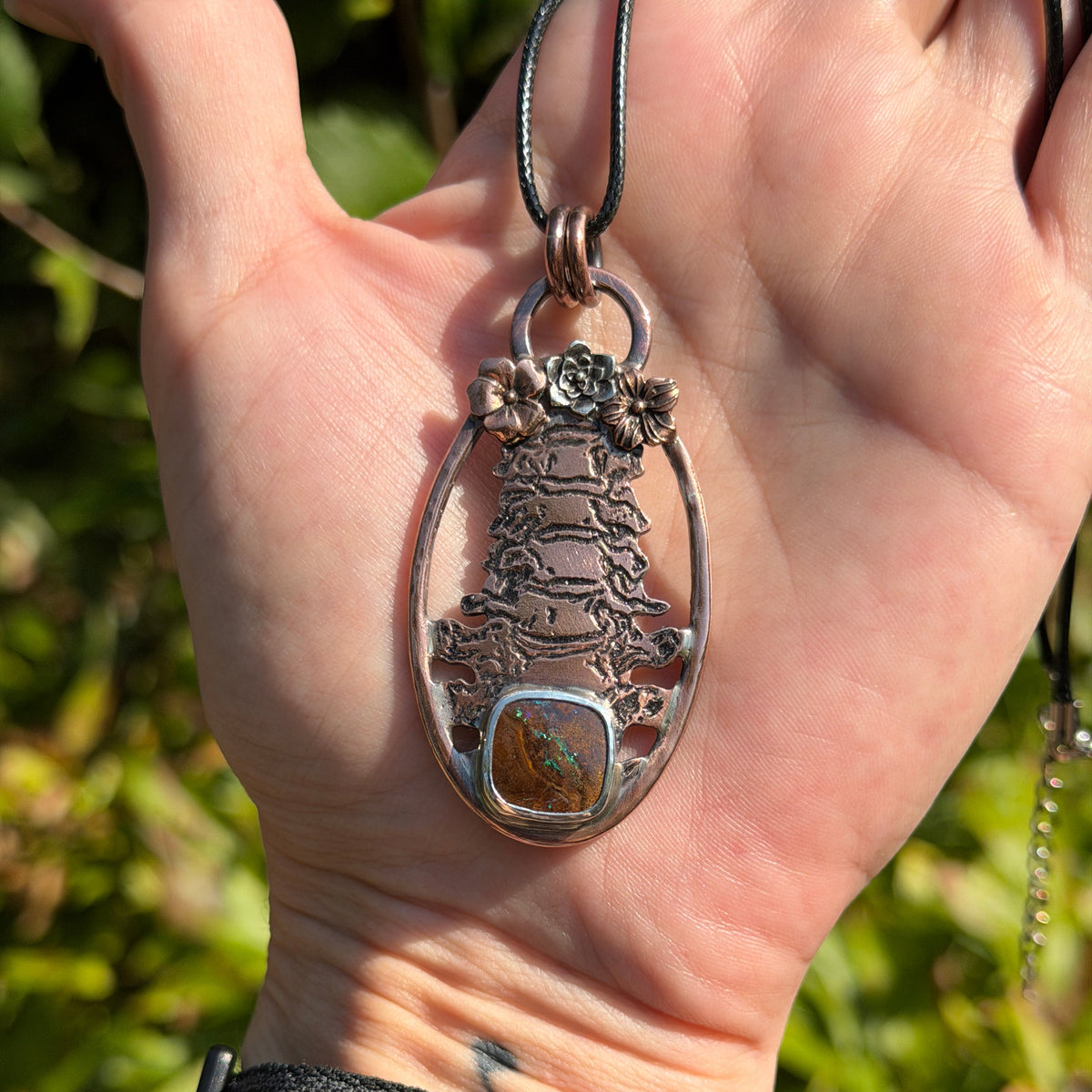 Bonebloom Copper Boulder Opal Pendant