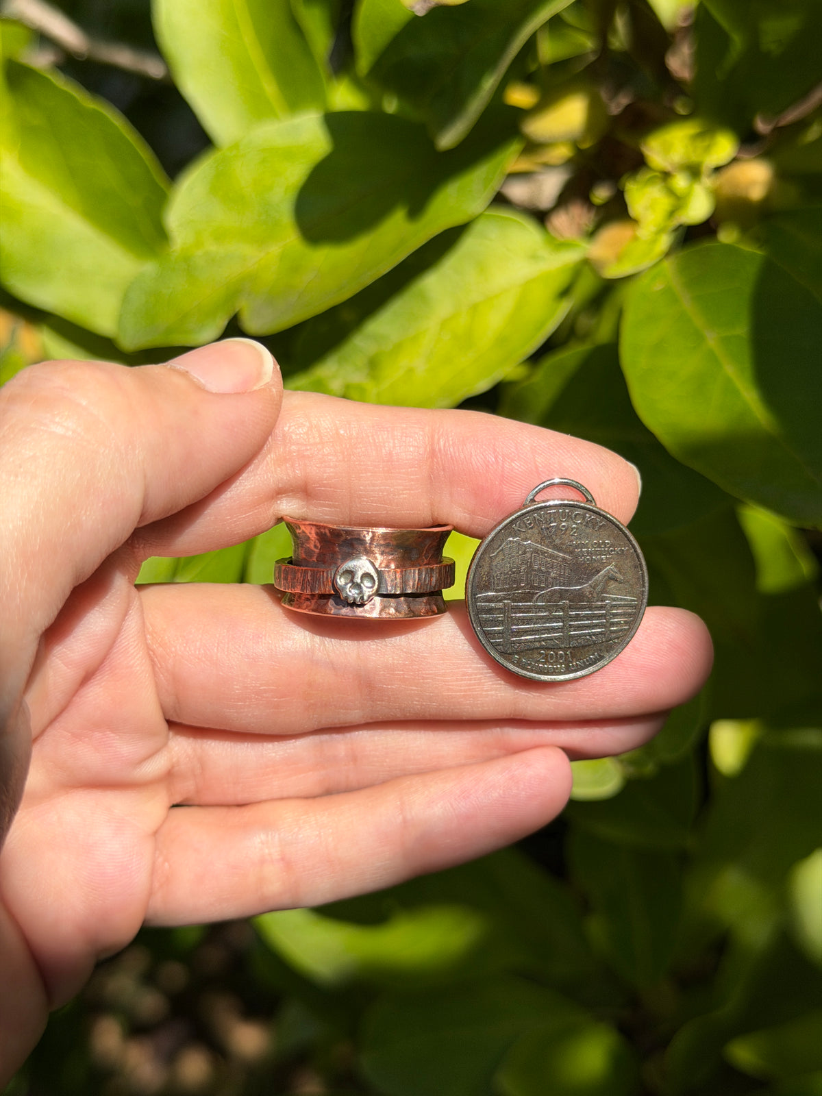 Skullspin Wide Copper Spinner Ring