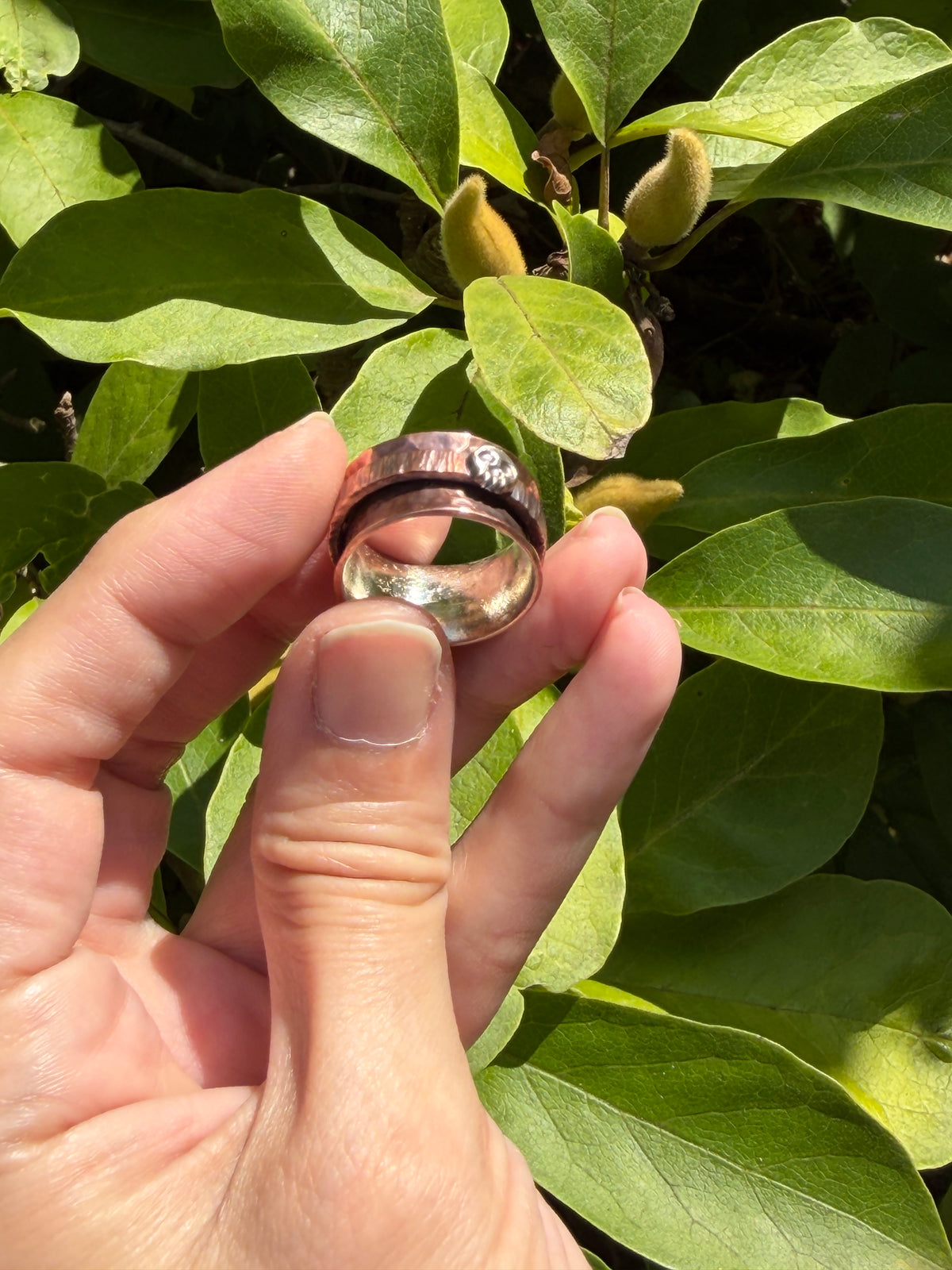 Skullspin Wide Copper Spinner Ring