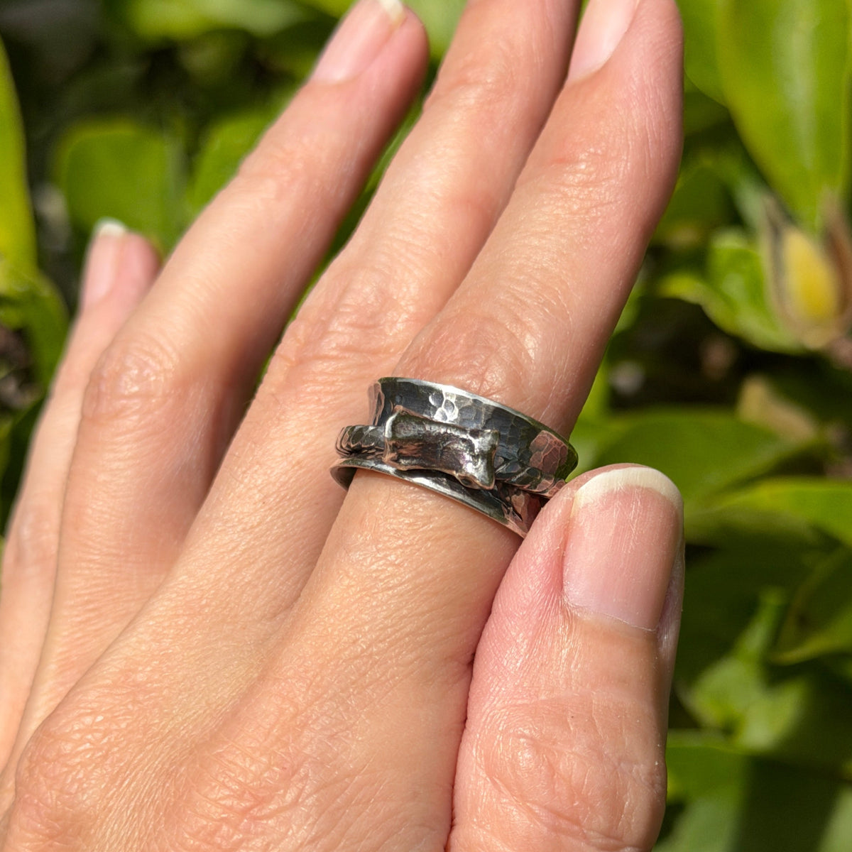 Coyote's Spin Sterling Silver Spinner Ring