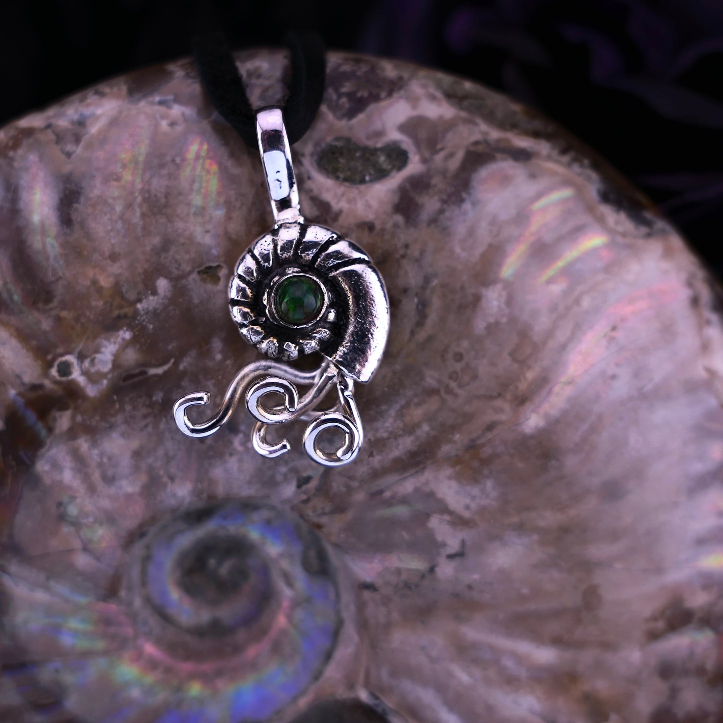 Nautiluma – Opal Pendant Necklace – Handmade Fine Silver Jewelry