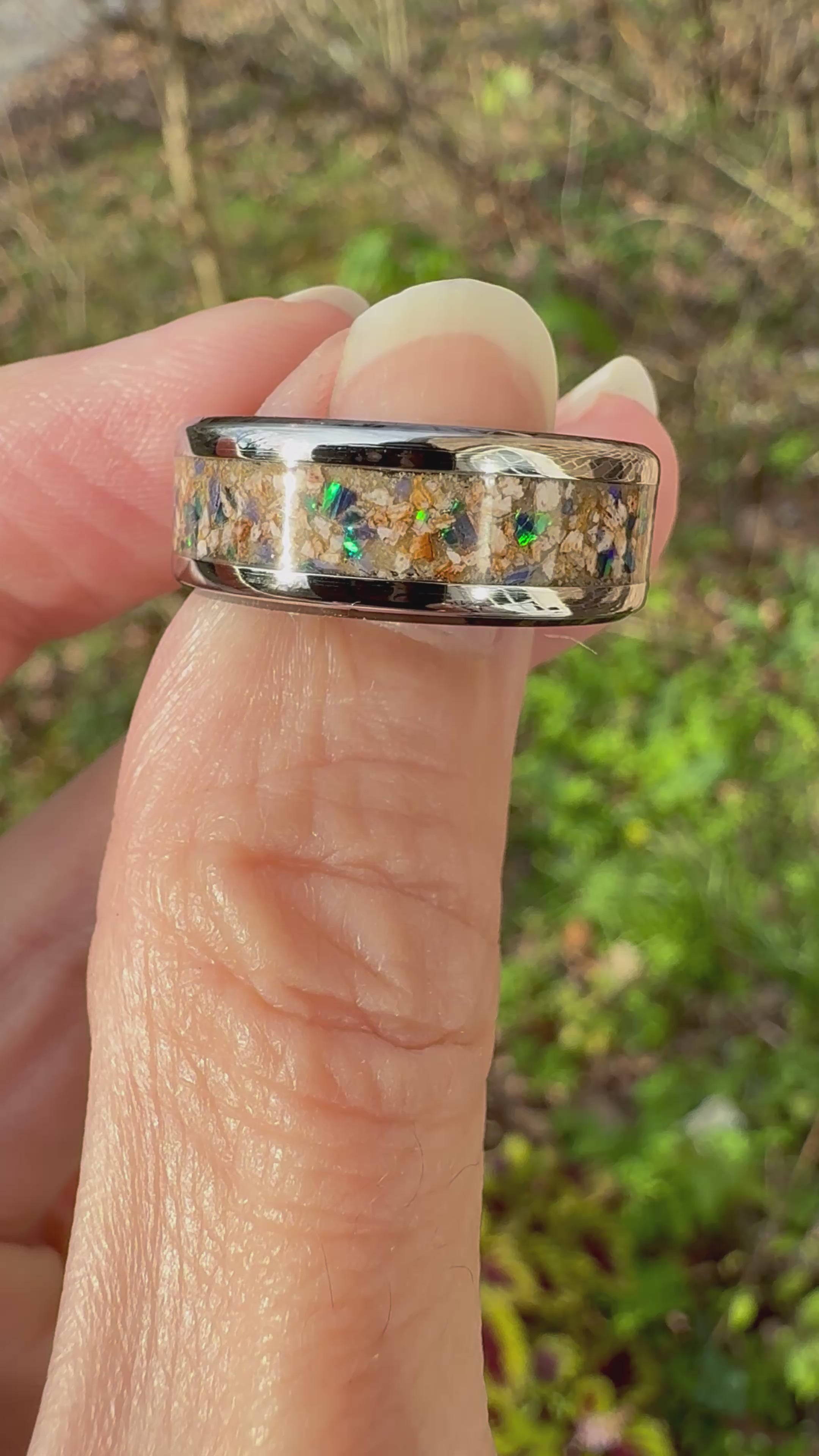 Ancient Ocean Elegance: 8mm Stainless Steel Ring with Plesiosaur